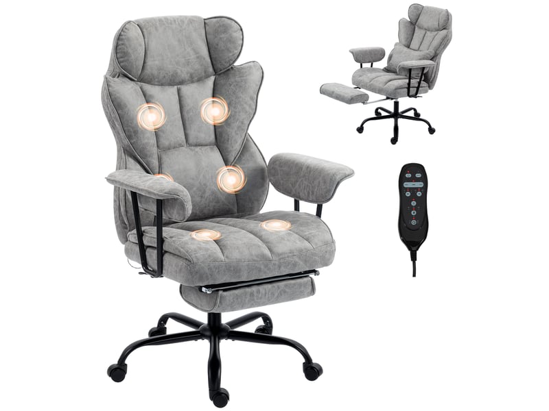  Fauteuil de bureau avec massage et chauffage à 6 points, gris  - Conforama A