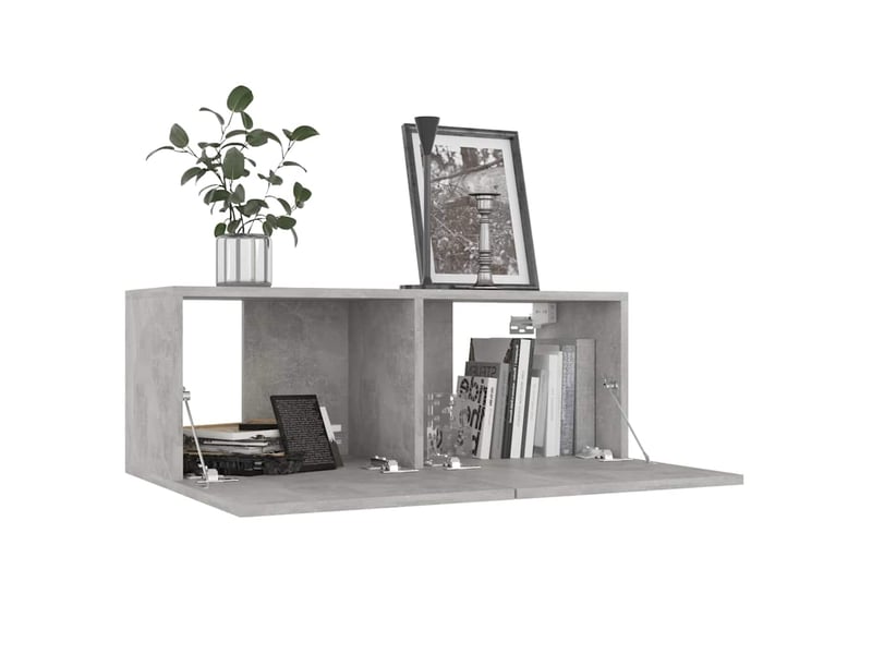  Lot de 4 meuble tv bas salon gris béton 80x30x30 cm bois d'ingénierie shl97251  - Conforama D