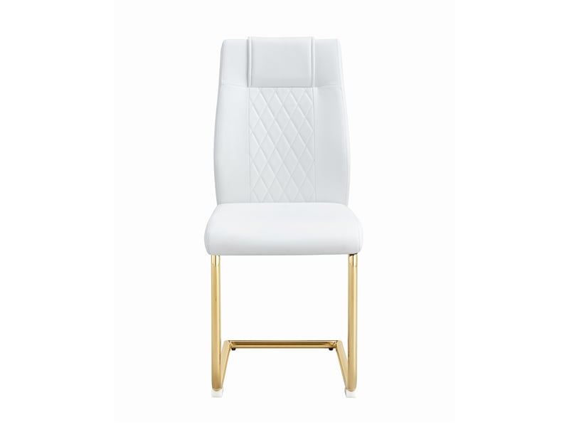  Lot de 4 chaises de salle à manger,41x48x97 cm,pu et métal doré,blanc  - Conforama D