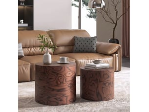 Table basse rond(e) coloris marron BEAOK - 48 cmx38 cm