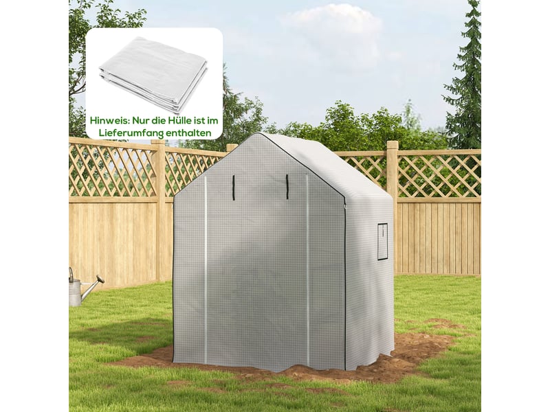  Film de protection pour serre, bâche de remplacement, étanche, pour fenêtres et portes enroulables, film seul 140 x 143 x 190 cm, blanc  - Conforama D