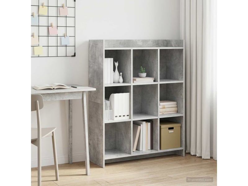  Bibliothèque, meuble de rangement salon gris béton 87,5 x 30 x 111 cm bois d'ingénierie  - Conforama B