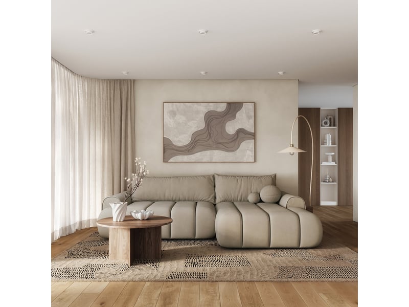  Selsey dandelino - canapé d'angle convertible - en velours beige avec revêtement - côté droit DANDELINO - Conforama B