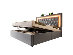 Lit coffre 160x200 cm CRAVDOM coloris gris