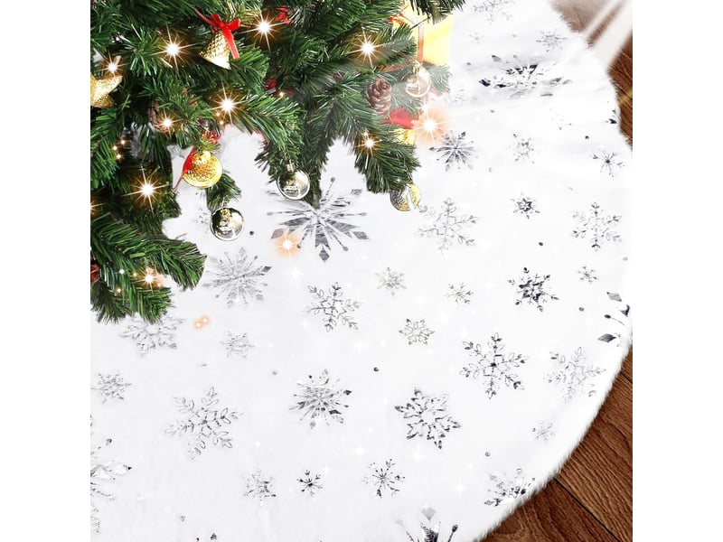  Jupe de sapin de noël 90 cm (35) en peluche neige – blanche  - Conforama C