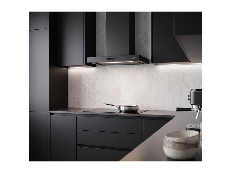  Hotte aspirante box noir beldeko 60 cm noire, commande gestuelle, 858 m³h, 4 vitesses, éclairage led, a+++  - Conforama D