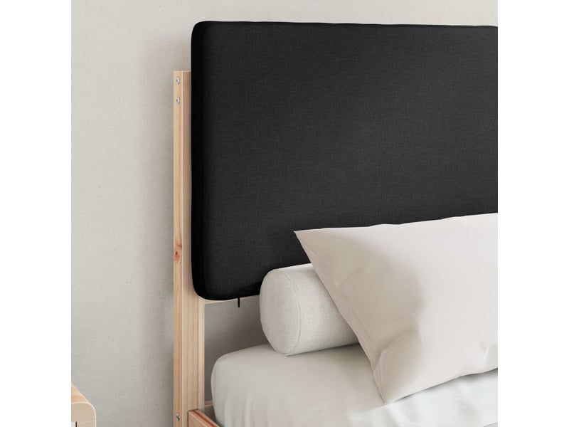  Lit double- lit adulte -  cadre de lit avec tête de lit rembourrée noir 135 x 190 cm  - Conforama B