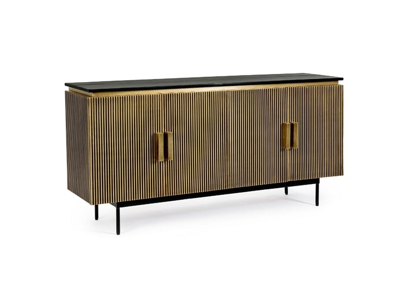  Buffet moderne doré et noir 4 portes 160 cm dorado  - Conforama A
