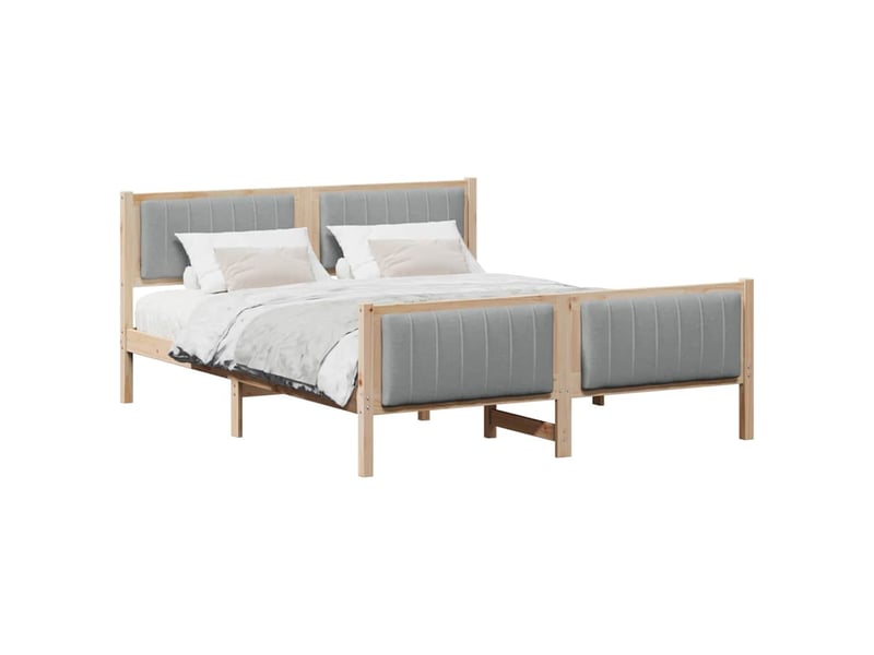 Lit double- lit adulte - cadre de lit avec tête de lit marron et gris clair 150 x 200 cm - Conforama B