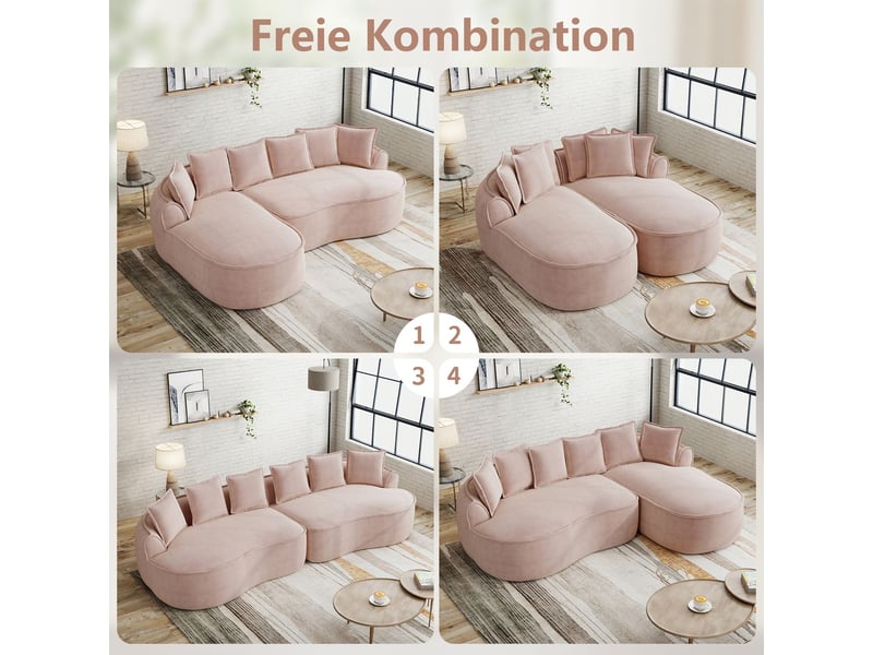  Siège revêtement en chenille coloris rose coussins inclus  - Conforama B