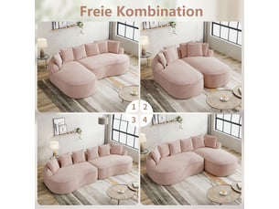 Siège revêtement en chenille coloris rose coussins inclus