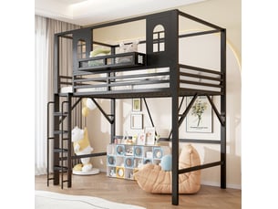 Lit mezzanine 90x200 cm <strong>COVREO </strong> <strong></strong> coloris noir