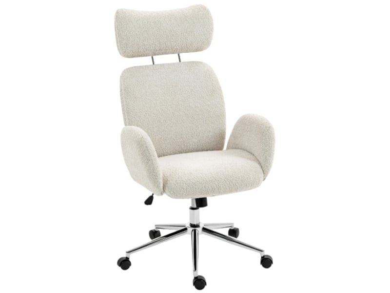 Chaise de bureau ergonomique avec appui-tête réglable, inclinable, réglable en hauteur, gris blanc - Conforama A