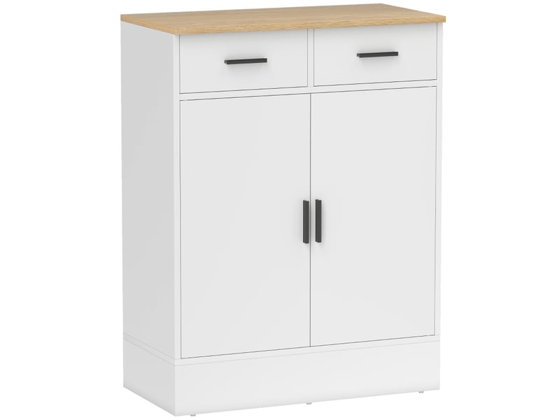  Buffet de rangement avec 2 tiroirs et étagère réglable pour cuisine et salon en bois blanc 68,6 × 35 × 90,3 cm - uvrion  - Conforama A