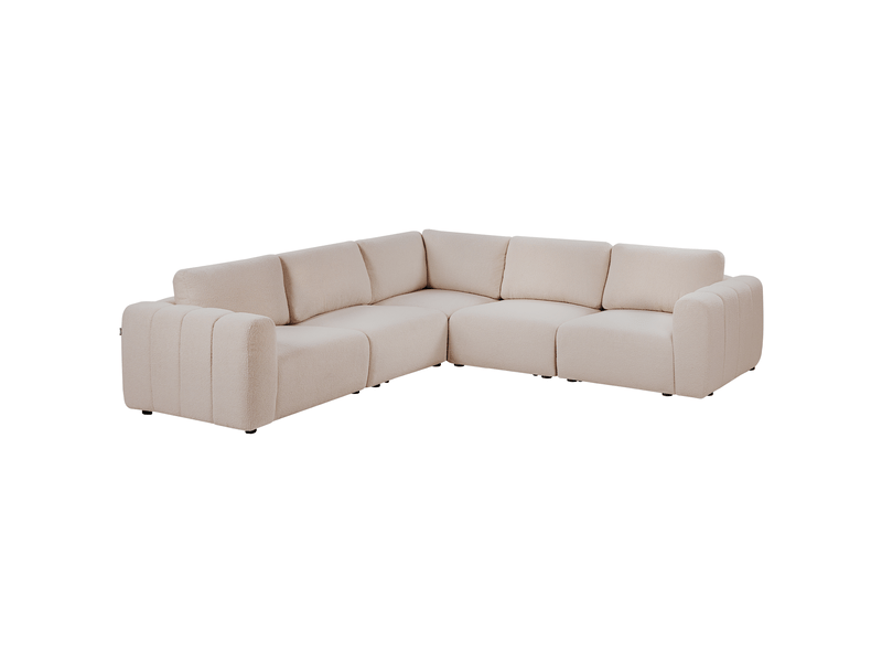 Canapé d'angle modulable 5 places kivvik bouclé beige côté droit  - Conforama E