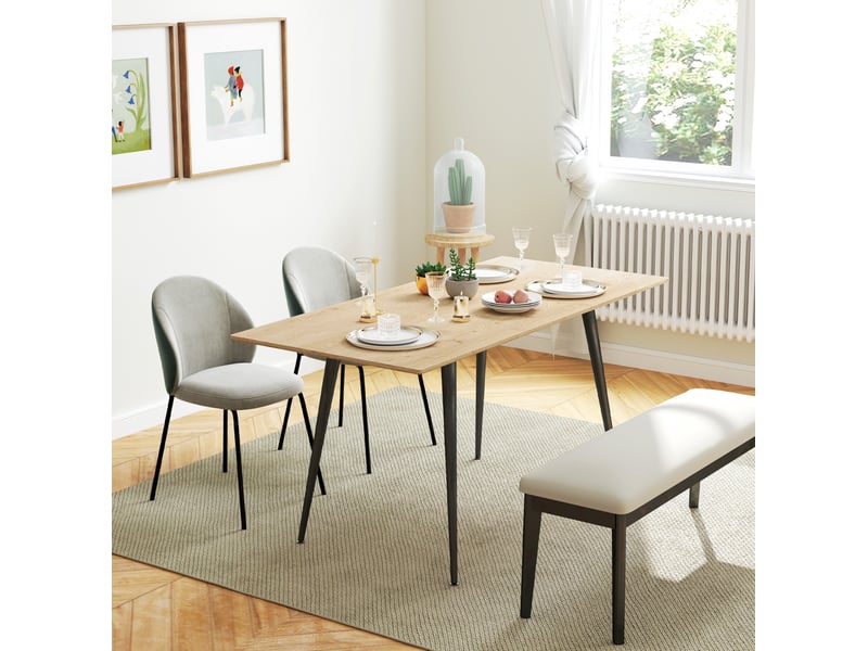  Table à manger extensible 120 à 160 x 75 cm en mdf, acier, jusqu’à 8 personnes  - Conforama B