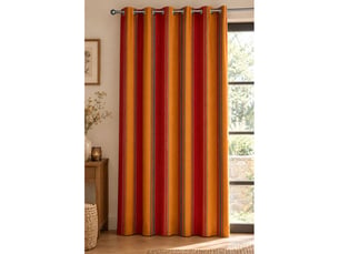 Rideau à œillets rayures soleil terracotta et ocre – ambiance chaleureuse - 140x240cm - ocre