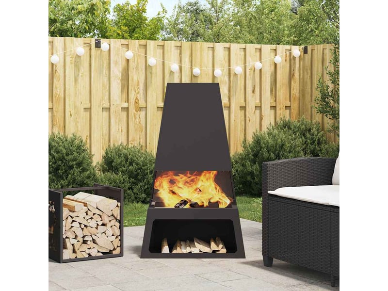  Brasero exterieur, foyer noir 60x35x100 cm acier patiné  - Conforama B