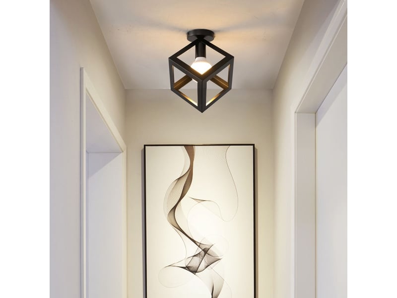  Plafonnier luminaire moderne forme de cube – noir, 22x22x23 cm  - Conforama D