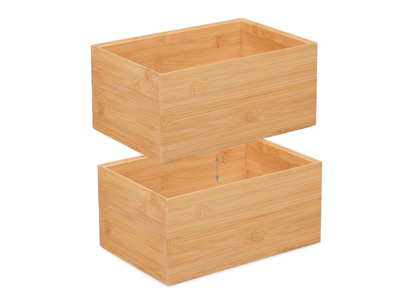  Boîte de rangement empilable design moderne 14 x 30 x 20 cm en bambou naturel 13_0012729  - Conforama C