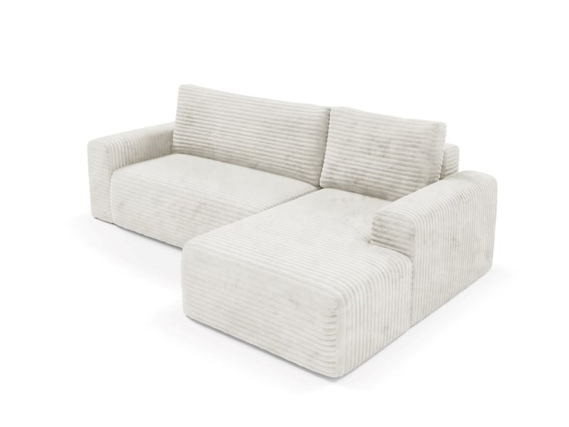 Canapé d'angle convertible en velours côtelé sontii creme - Conforama D