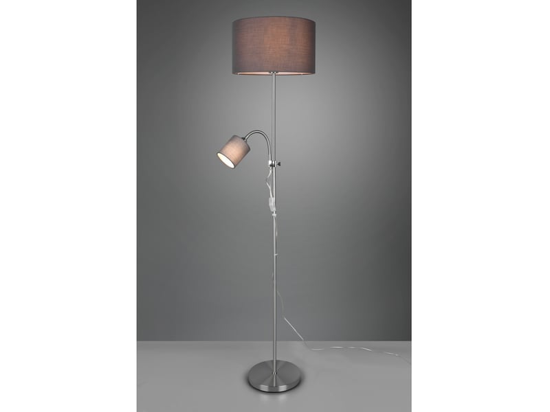 Lampadaire owen 1xe27+spot nickel et tissu gris l36 cm trio lighting  - Conforama B