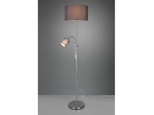 Lampadaire owen 1xe27+spot nickel et tissu gris l36 cm trio lighting