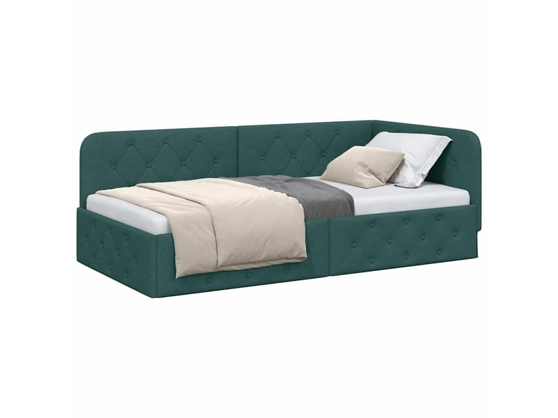  Lit simple- lit adulte -  cadre de lit d'angle vert foncé 100 x 200 cm tissu  - Conforama B