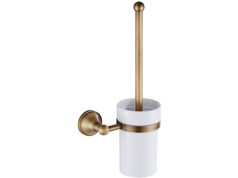  Ensemble de porte-brosse de toilette en bronze antique, accessoires de salle de bain muraux en laiton de luxe européen  - Conforama A