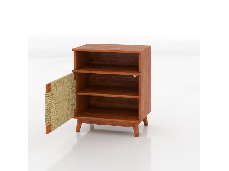  Lot de 2 tables de chevet boho 48x35x58 cm avec porte, marron  - Conforama E