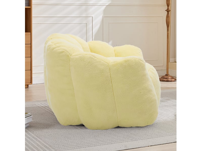  Fauteuil lotus 101x111x68 cm sans montage en velours jaune, assise confortable pour adulte, format compact  - Conforama E