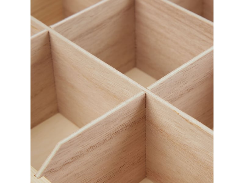  Boîte à thé en bois pour rangement 9 compartiments décoratif rustique cuisine en bois marron 13_0009373  - Conforama E