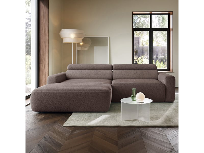 Selsey fando - canapé d'angle - 252 cm - tissu tressé brun clair - côté gauche Fando - Conforama B
