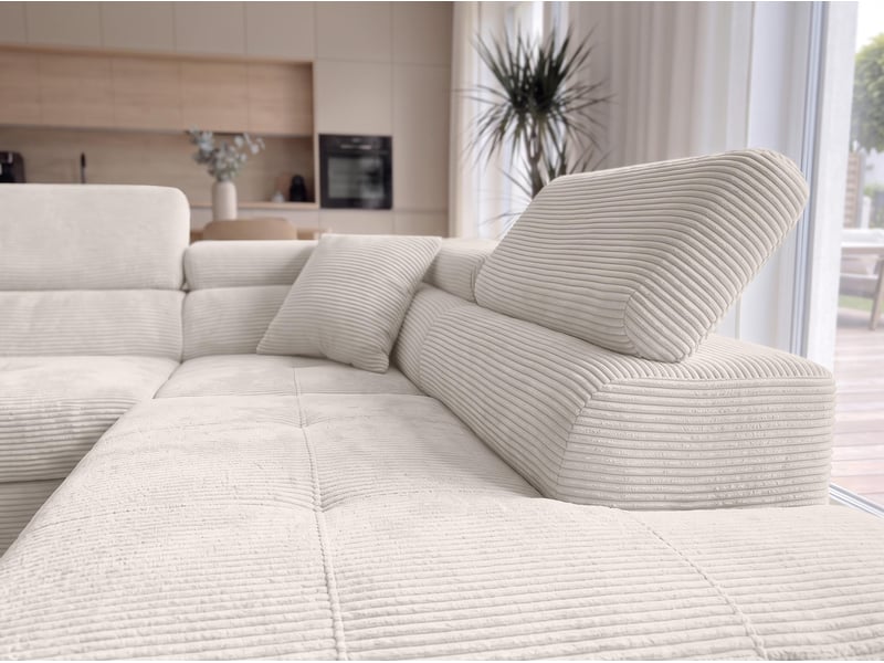 Canapé d'angle modulable konak 276 cm avec coffre et têtières – crème Konak - Conforama D