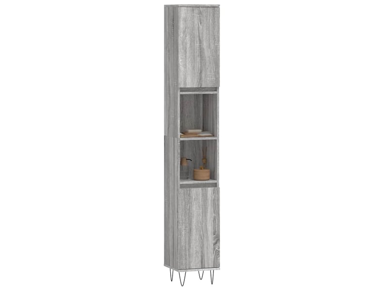  Amoire de salle de bain sonoma gris 30x30x190cm bois d'ingénierie shl2393  - Conforama C