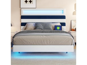 Lit avec rangement 140x190 cm <strong></strong> <strong></strong> coloris beige