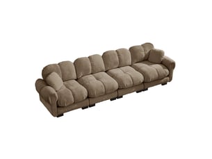 Canapé modulaire modenvie 4 places en chenille marron, assise matelassée et coussins épais, 330 x 86 x 90 cm