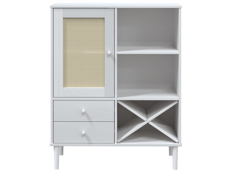 Buffet - bahut - meuble de rangement senja aspect rotin blanc 90x40x112cm bois massif de pin  - Conforama E