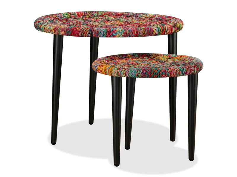  Table basse 2 pcs | table d'appoint détails tissés chindi multicolore  - Conforama C