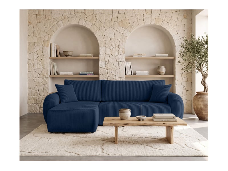  Alya - canapé d'angle convertible et réversible 3 places en velours côtelé  - Conforama B