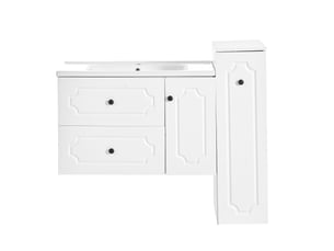 Ensemble meuble de salle de bain 107 cm avec vasque céramique et rangements