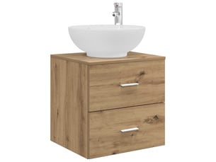 Vanité de lavabo mural, meuble de rangement chêne artisanal 49.5x44.5x66.5 cm