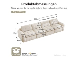 Canapé modulable sans structure 4 places , chenille beige, capitonnage quadrillé, mousse 32d, assise large et profonde