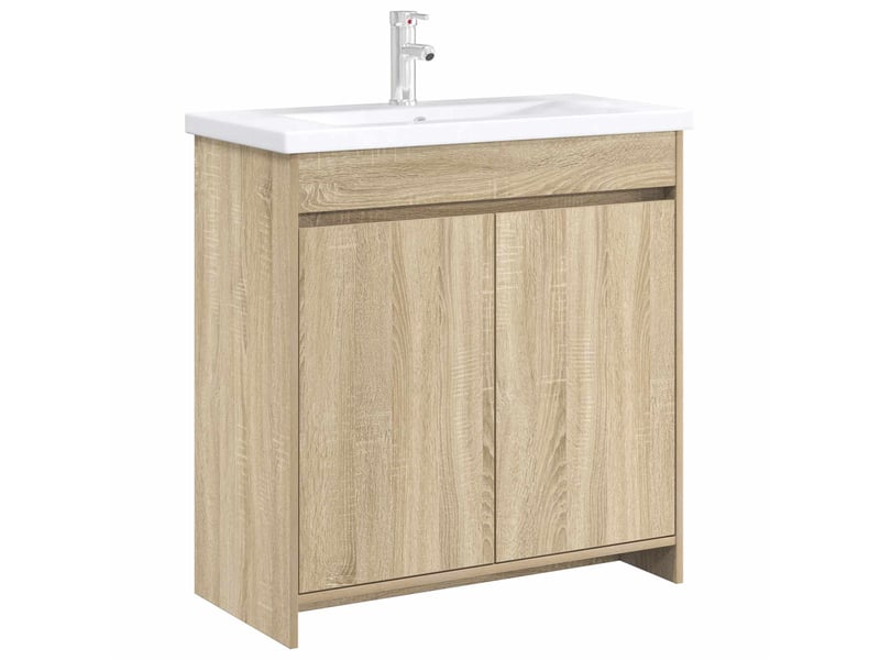  Meuble sous lavabo de salle de bain, commode chêne sonoma shl9172  - Conforama C