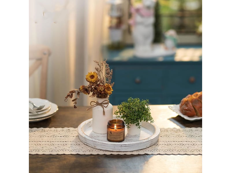 Rond decoratif bougie chandelier deco pour centre de table blanc - Conforama E