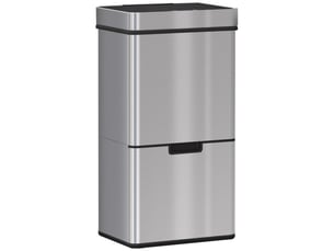 Poubelle automatique 47+2x12,5 l en inox, capteur de mouvement, tri sélectif, argentée