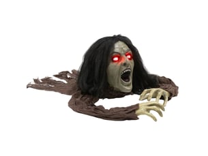 Décoration zombie rampante halloween 140x60x20 cm sons et lumières marron