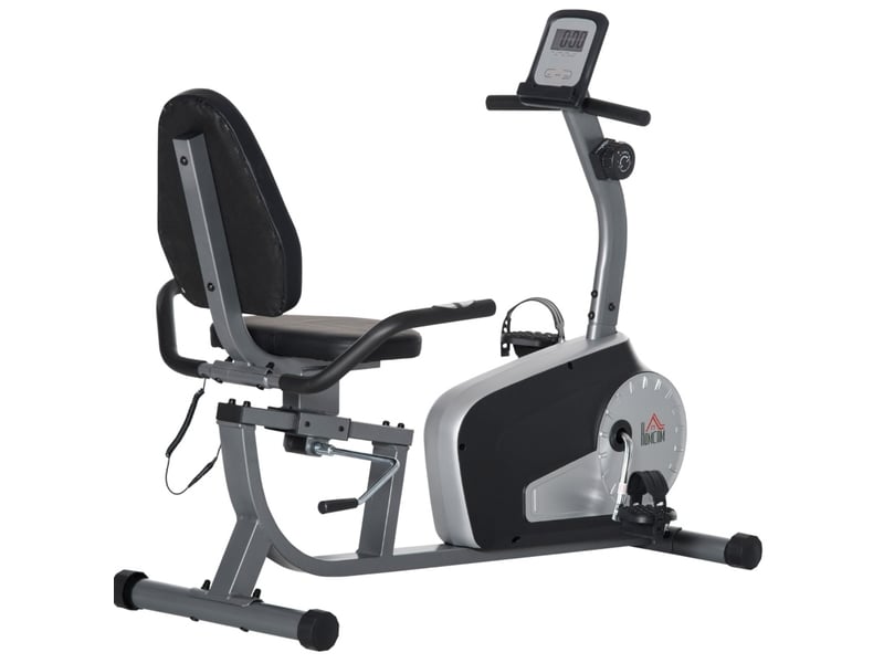  Vélo semi-allongé à résistance réglable 8 niveaux gris et noir avec écran lcd, idéal pour vous entraîner à domicile  - Conforama A