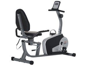 Vélo semi-allongé à résistance réglable 8 niveaux gris et noir avec écran lcd, idéal pour vous entraîner à domicile