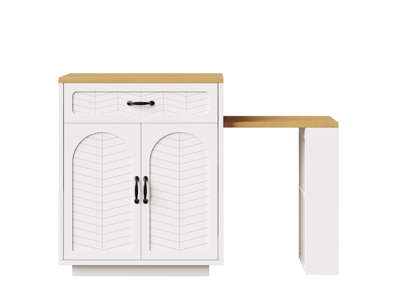  Ilot de cuisine avec table extensible mdf et métal blanc 80x70x95,5 cm - pangivo  - Conforama A